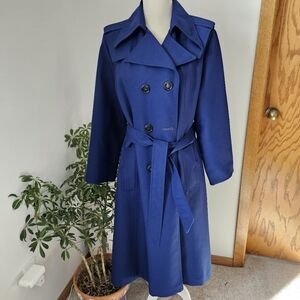 Vintage Sears Navy Raincoat Overcoat Notched Big Lapel Collar Double Breasted M?